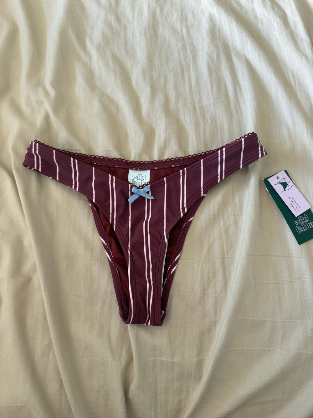 wild fable Maroon & White Striped Bikini Bottom